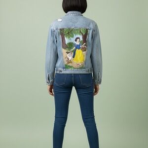 GAP Hand painted Snow White Women's Blue Jean Jacket.